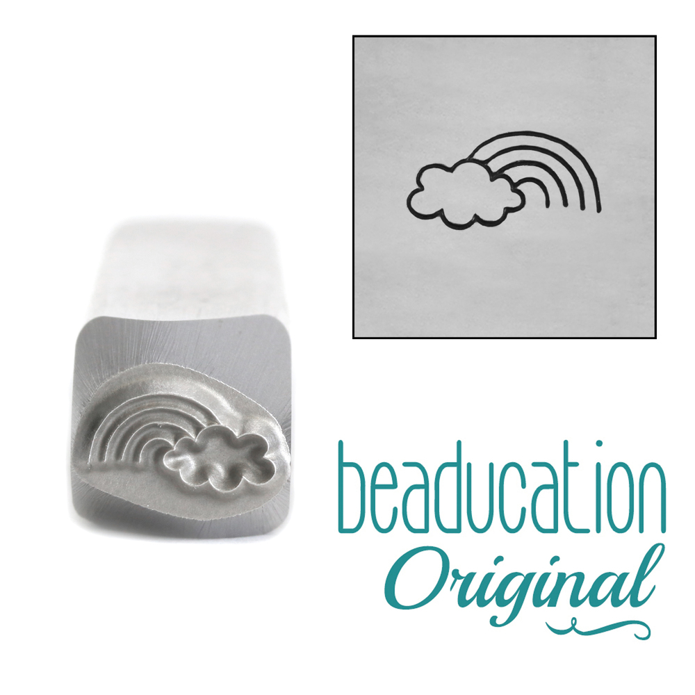 Metal Stamping Tools Rainbow and Cloud Metal Design Stamp, 8mm - Beaducation Original